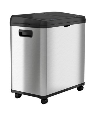 Stainless Steel Sensor Trash Can and Recycle Bin with Wheels and AbsorbX Odor Filter 16 Gallon Silver