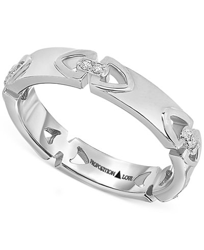 Proposition Love Diamond Triangle Motif Women's Wedding Band in 14k White Gold (1/10 ct. t.w.)