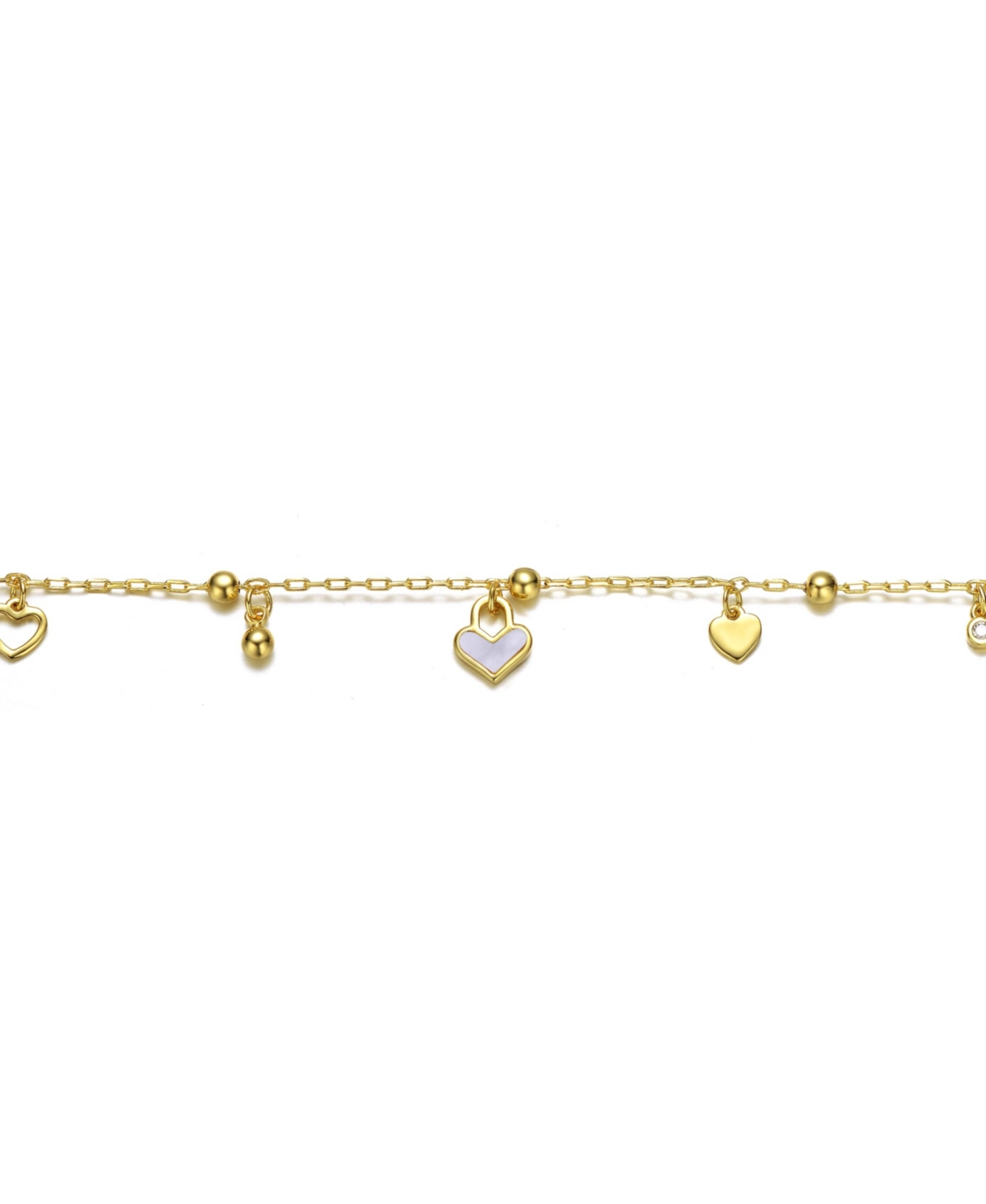 GiGiGirl 14k YellowPlated Adjustable Bracelet with Heart Charms and Beads for Kids - Gold