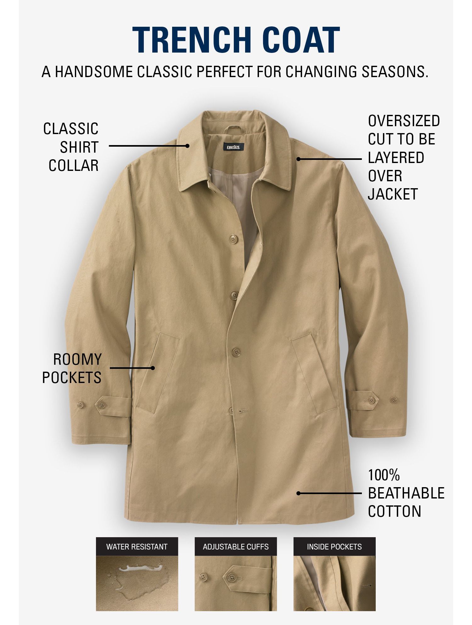 Men's Water-Resistant Trench Coat