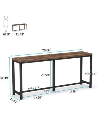 70.9 inch Extra Long Sofa Table, Narrow Console Table Behind Couch, Rustic Entryway Table Industrial Skinny Hallway Table for Living Room