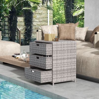 Patio Wicker Pool Cabinet, Rat Storage Cabinet Organizer