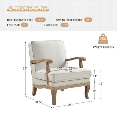Rinaldo Wooden Upholstered Armchair with Wooden Legs