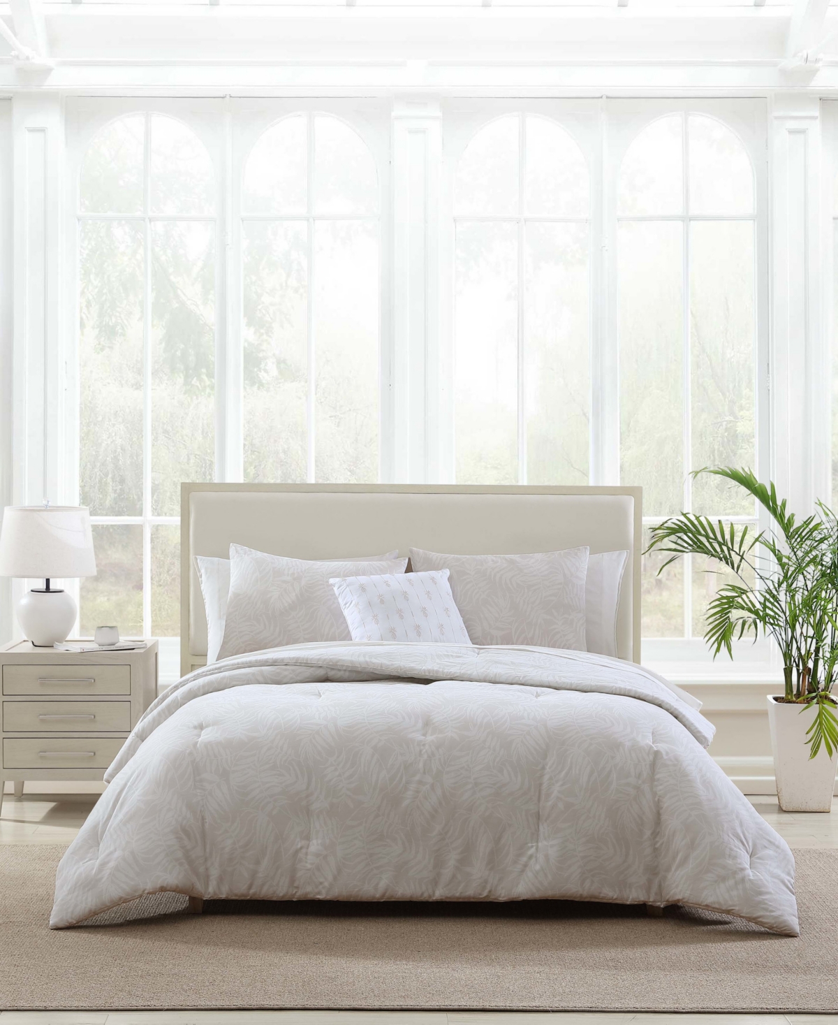 Tommy Bahama Home Art Of Palms 8 Piece Comforter Set, Queen In Beige