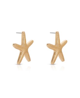 18k Gold Plated Zinc Starfish Large Statement Stud Earrings