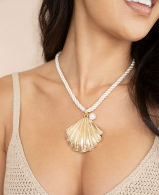 Silk Cord Scallop Shell Pendant Necklace