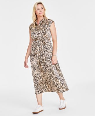 On 34th - Women's Tonal Jacquard Cap-Sleeve Shirtdress