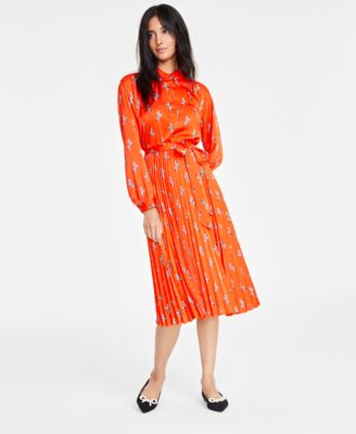 Women's Long-Sleeve Pleated Shirtdress, Created for Macy's