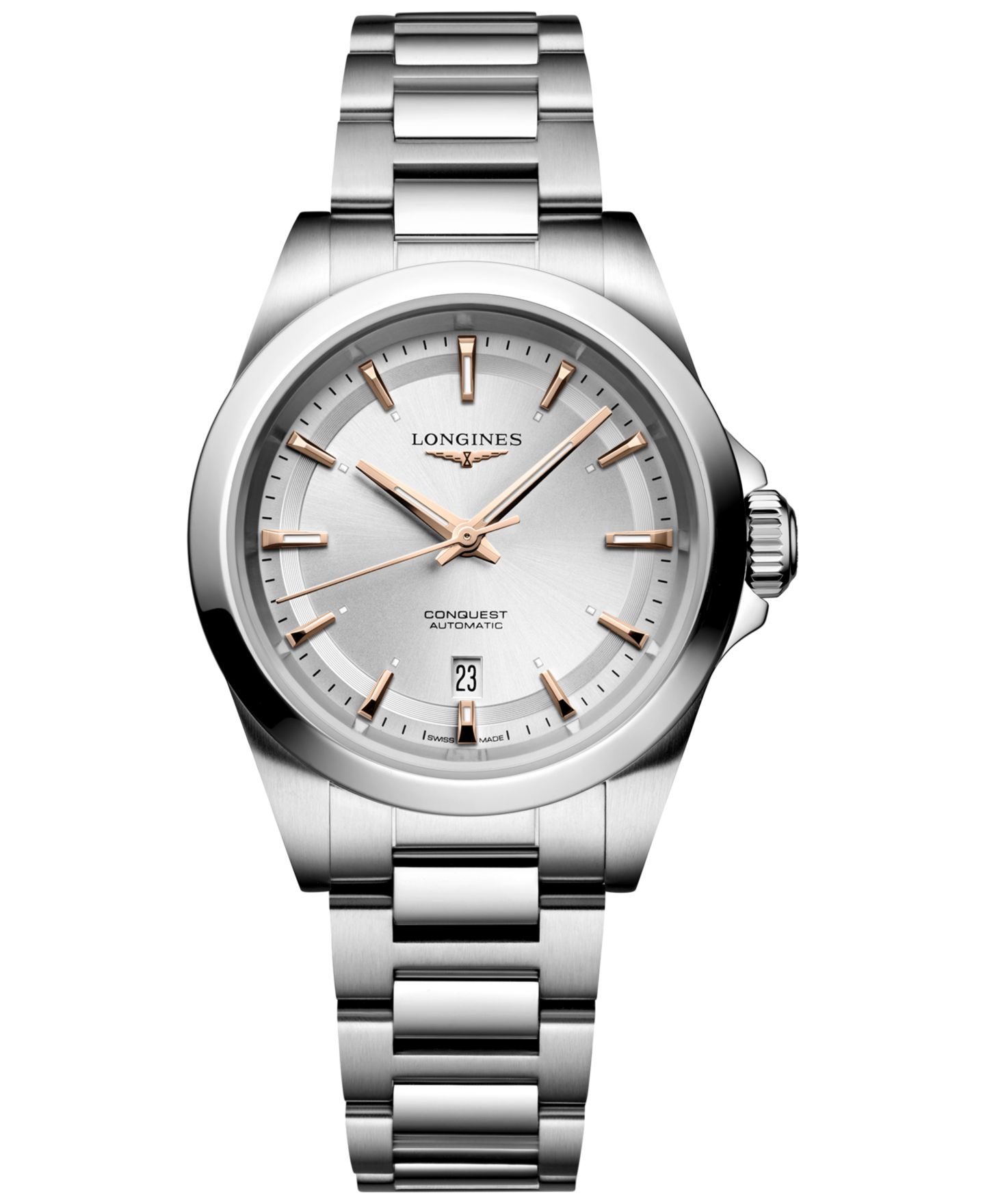 Женские часы Longines Swiss Automatic Conquest Stainless Steel Bracelet Watch 30mm — фото 1
