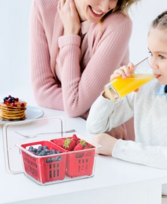 8.75" x 6.75" x 3.75" Berry Container for Fridge - Double Colander Basket