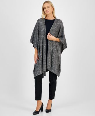 Anne Klein - Women's Sequin Trim Open-Front Cape