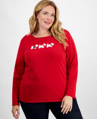 Holiday Lane Plus Size Scottie Walk Long Sleeve Top Created for Macy s Macy s