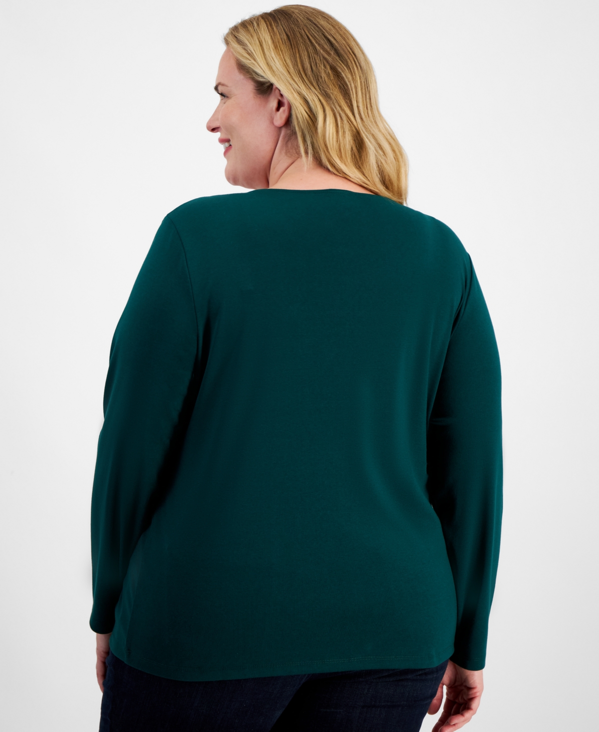 Holiday Lane Plus Size Deer Celebration Long-Sleeve Top, Created for Macy's