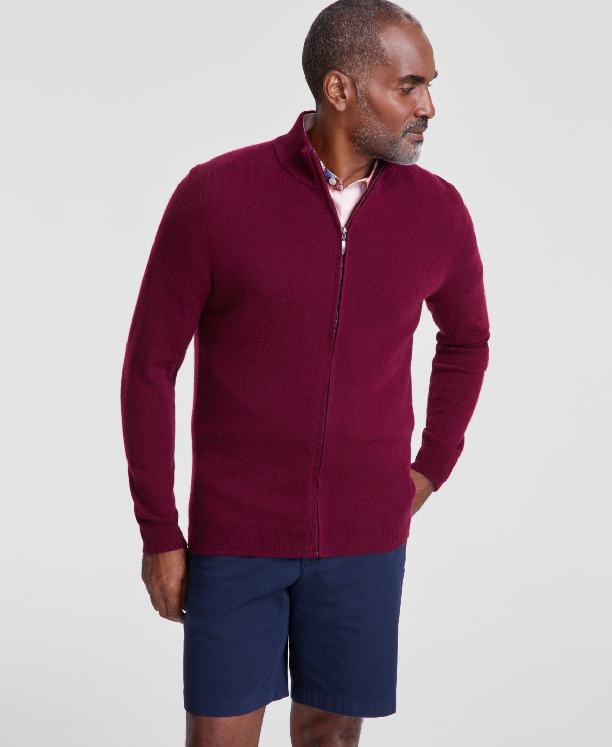 Мужской кашемировый свитер на молнии, созданный для Macy's