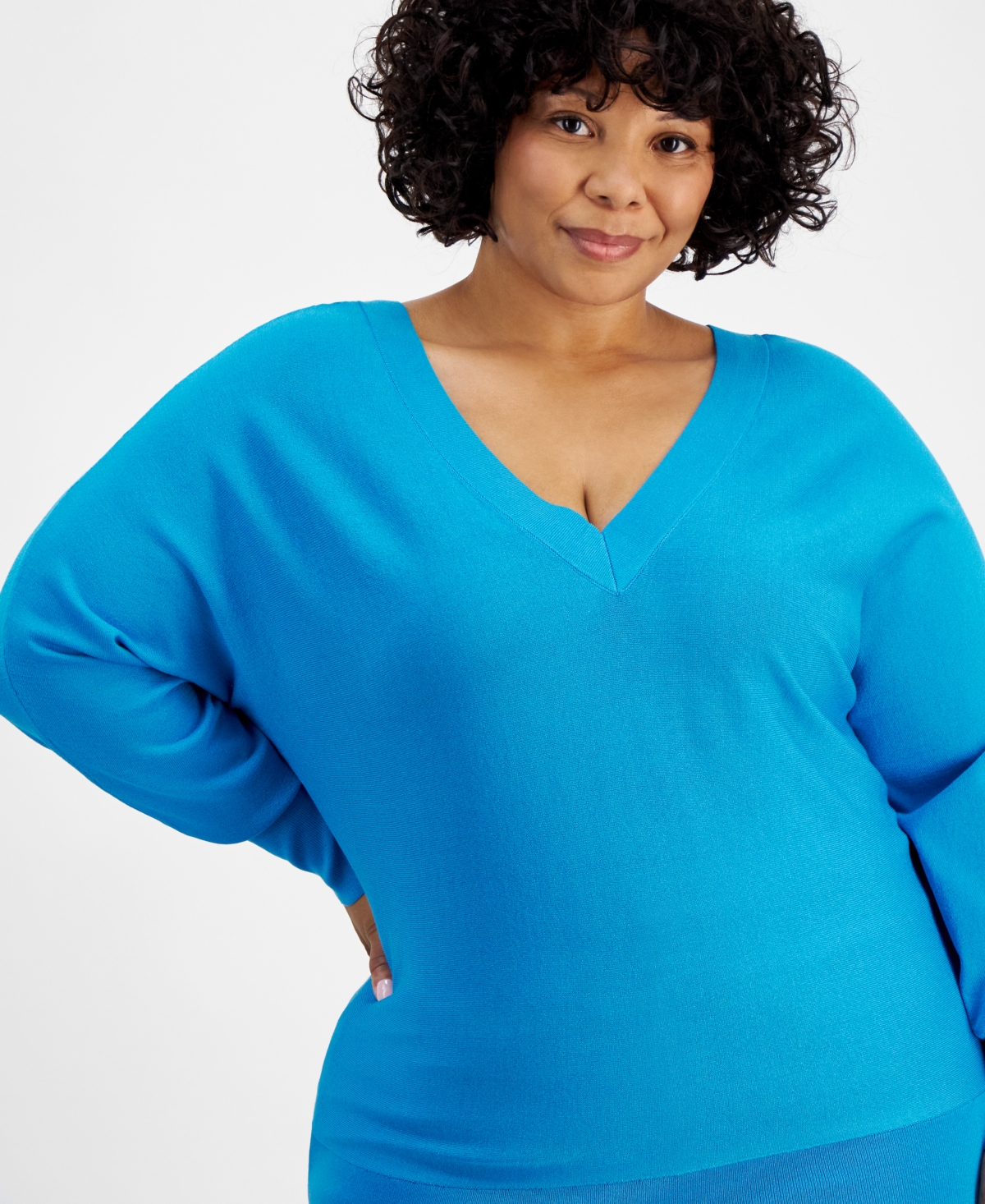I.n.c. International Concepts Plus Size V-Neck Dolman-Sleeve Top, Created for Macy's