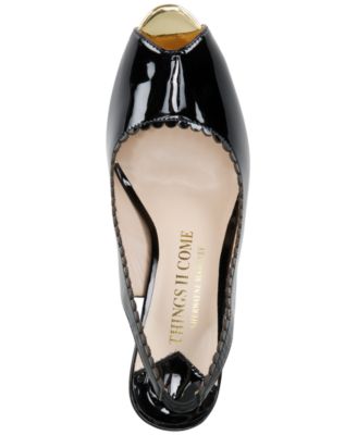 Women's Laura Luxurious Scallop Peep Toe Slingback Pumps