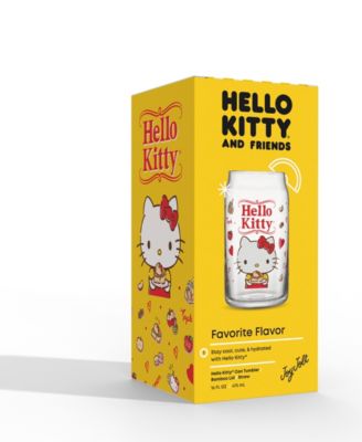 Hello Kitty and Friends Favorite Flavor Hello Kitty Can Shaped Glass Tumbler with Wood Lid and Straw