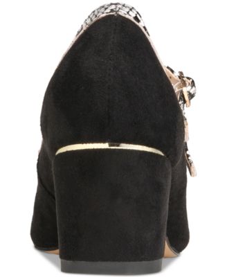 Women's Mela Luxurious Round-Toe Mary-Jane Block-Heel Pumps