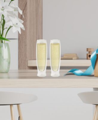 Set of 2, 6oz Double Wall Insulated Champagne Flutes