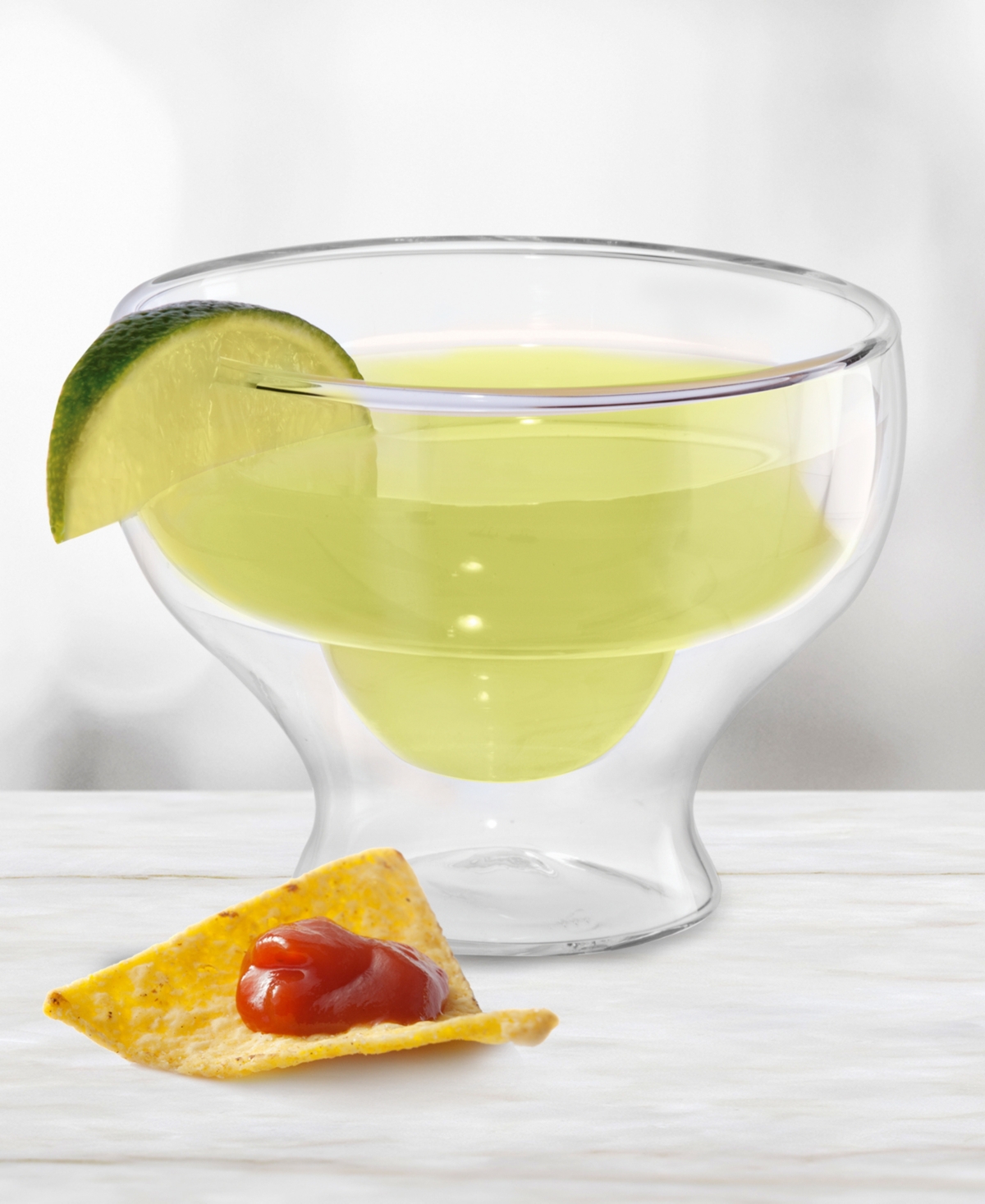 Oggi Set Of 2, 10oz Margarita Double Wall Insulated Glasses In Clear