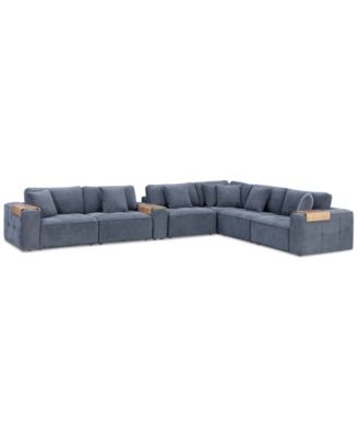 CLOSEOUT! Nycolle 7-Pc. Modular Fabric L-Shape Sectional with 1 Console