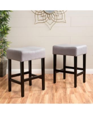 Plush Fabric Counter Stools with Rubber-Wood Legs