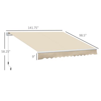 12' x 8' Retractable Awning, Patio Awning Sun Shade Shelter,