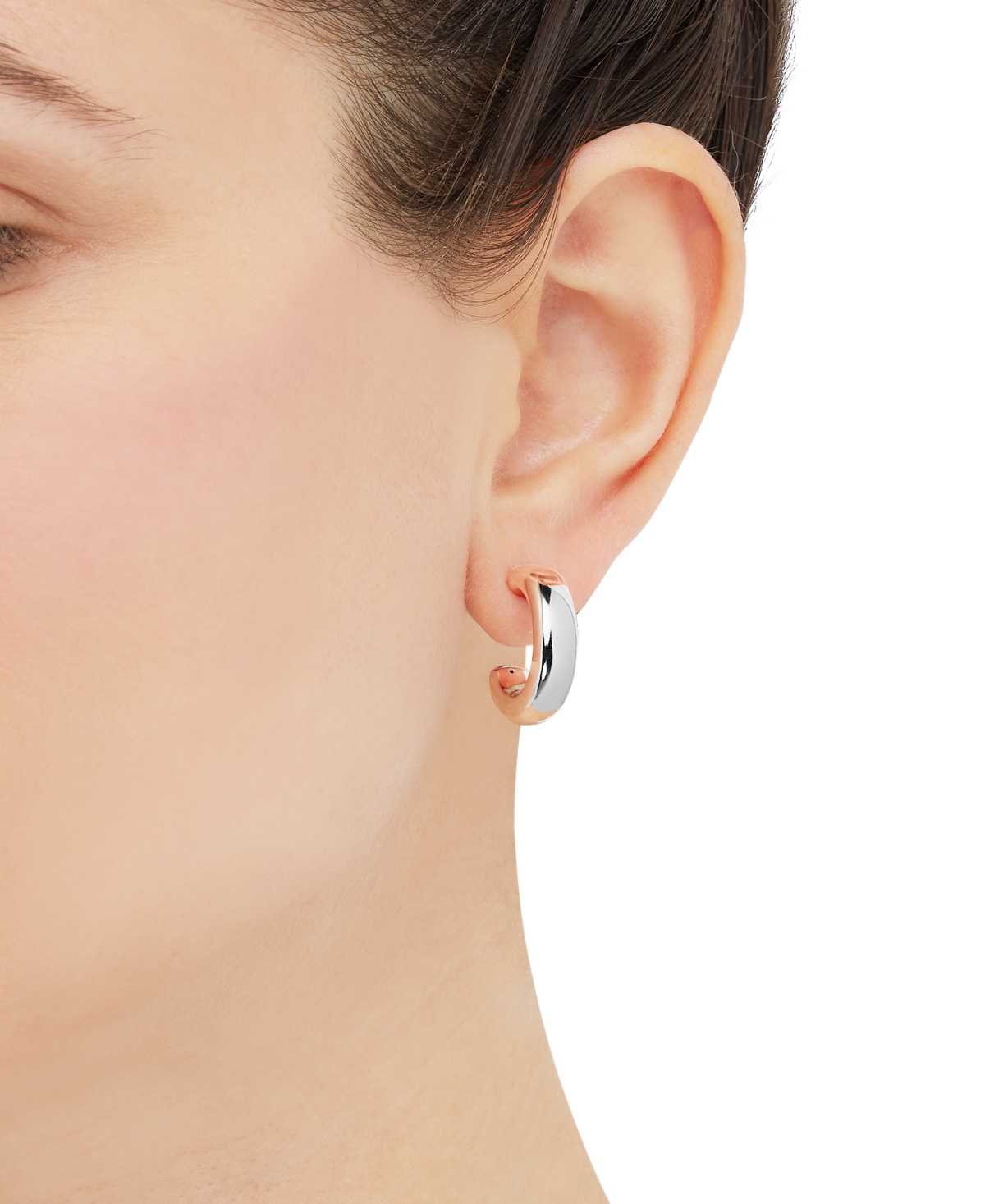 Macy's Polished Chunky Small Hoop Earrings In 14k Gold, 20mm In White