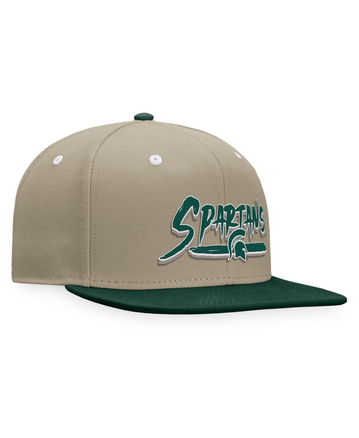 Top Of The World Men's Khaki/green Michigan State Spartans Land Snapback Hat In Khaki,forest Green