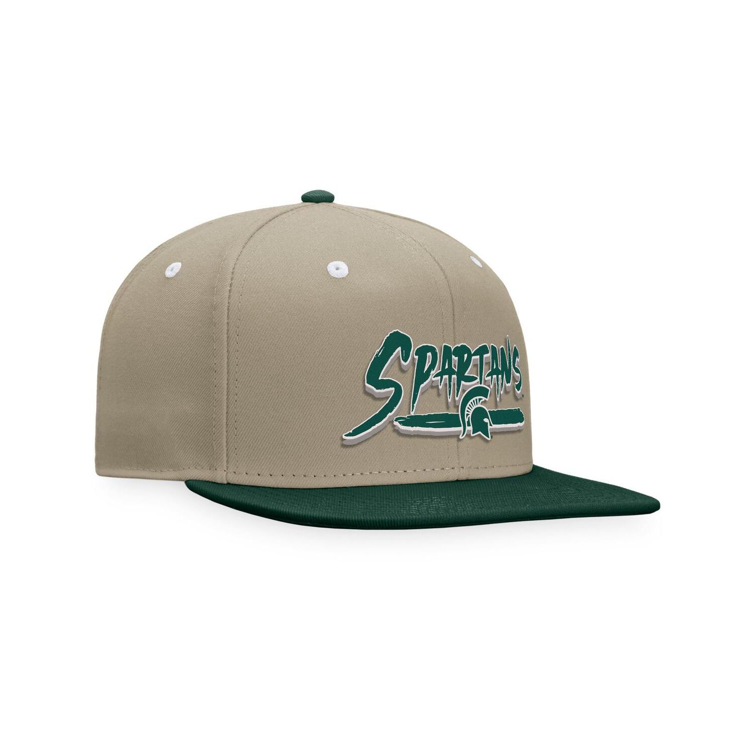 Men's Khaki/Green Michigan State Spartans Land Snapback Hat