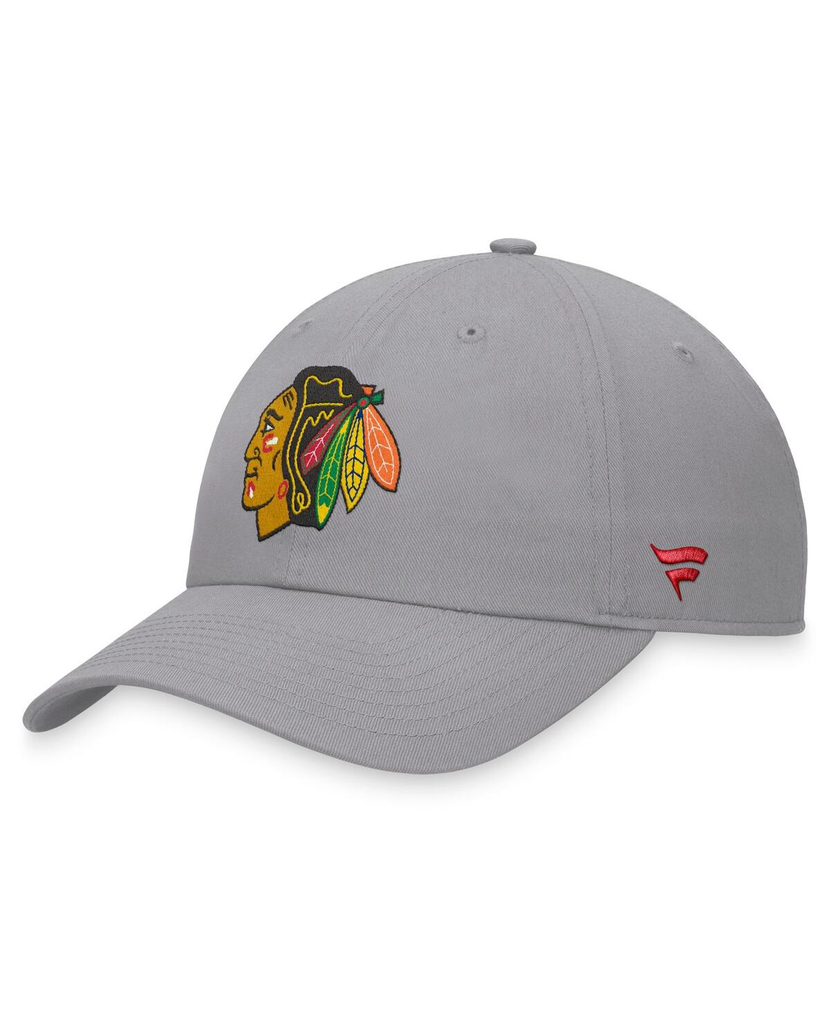 Fanatics Men's Gray Chicago Blackhawks Extra Time Adjustable Hat In Gray