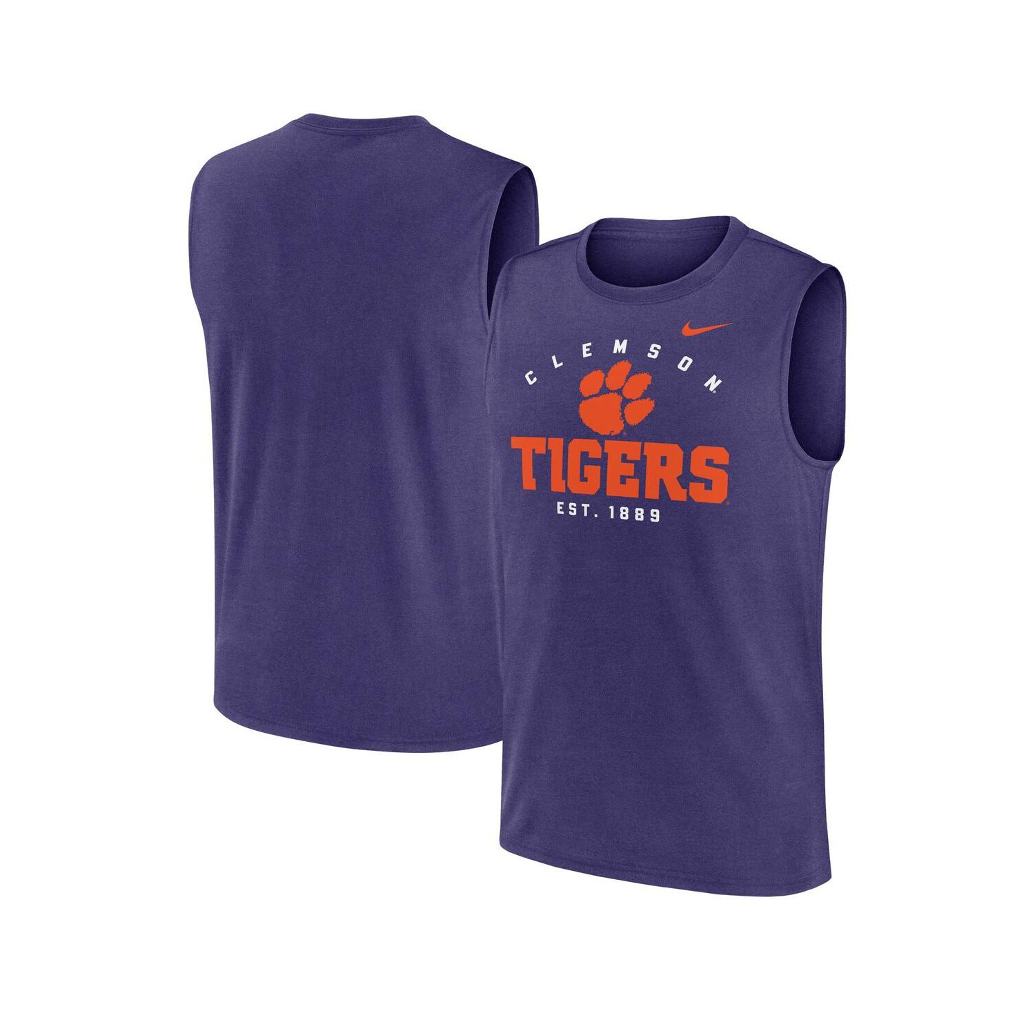 Men's Purple Clemson Tigers Primetime Legend Lock Up Performance Muscle Tank Top