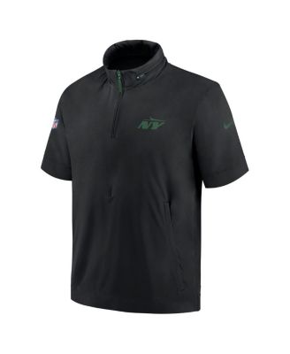 Men's Black New York Jets 2024 Sideline Coach Short Sleeve Half-Zip Hoodie Jacket