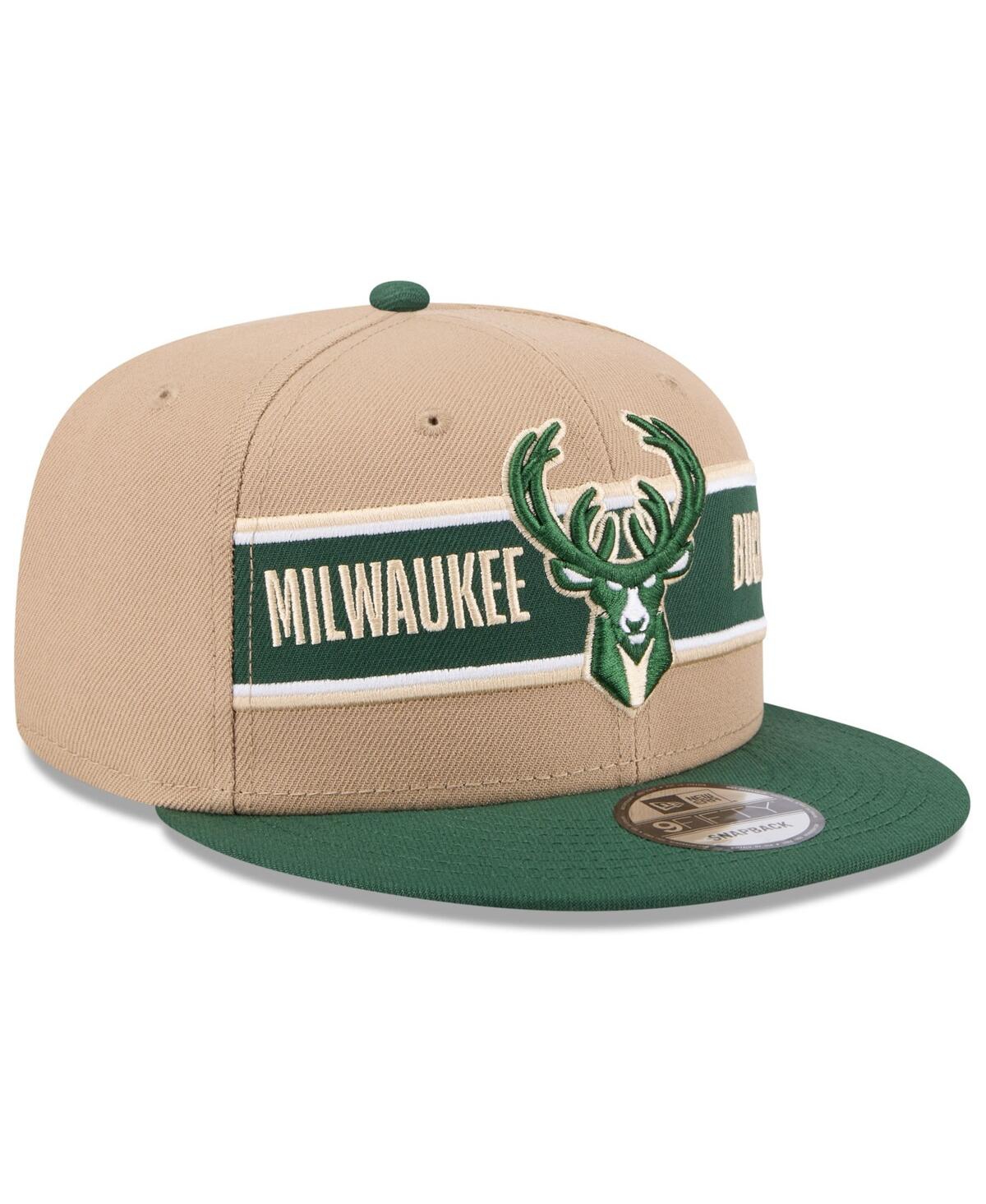 New Era Men'sHunter Green Milwaukee Bucks 2024 Nba Draft 9FIFTY Snapback Hat - Tan, Hunter Green