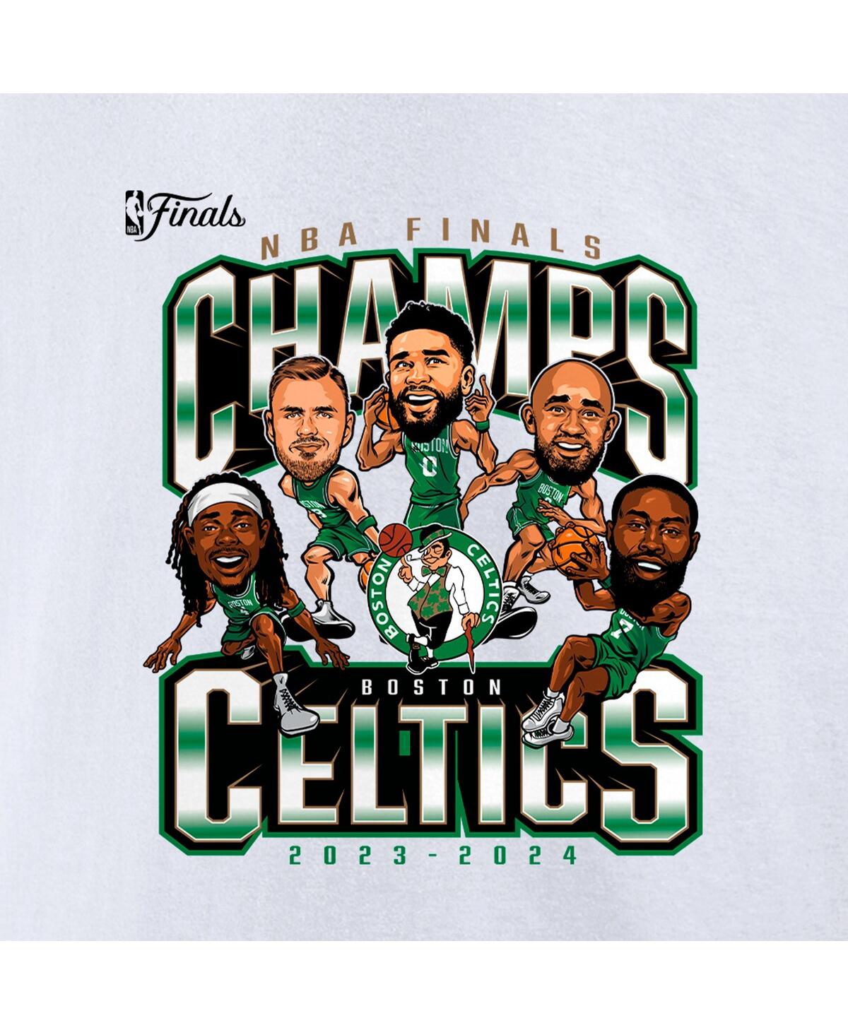 Fanatics Women's White Boston Celtics 2024 Nba Finals Champions Pull Up Jumper Caricature V-neck T-shirt In White