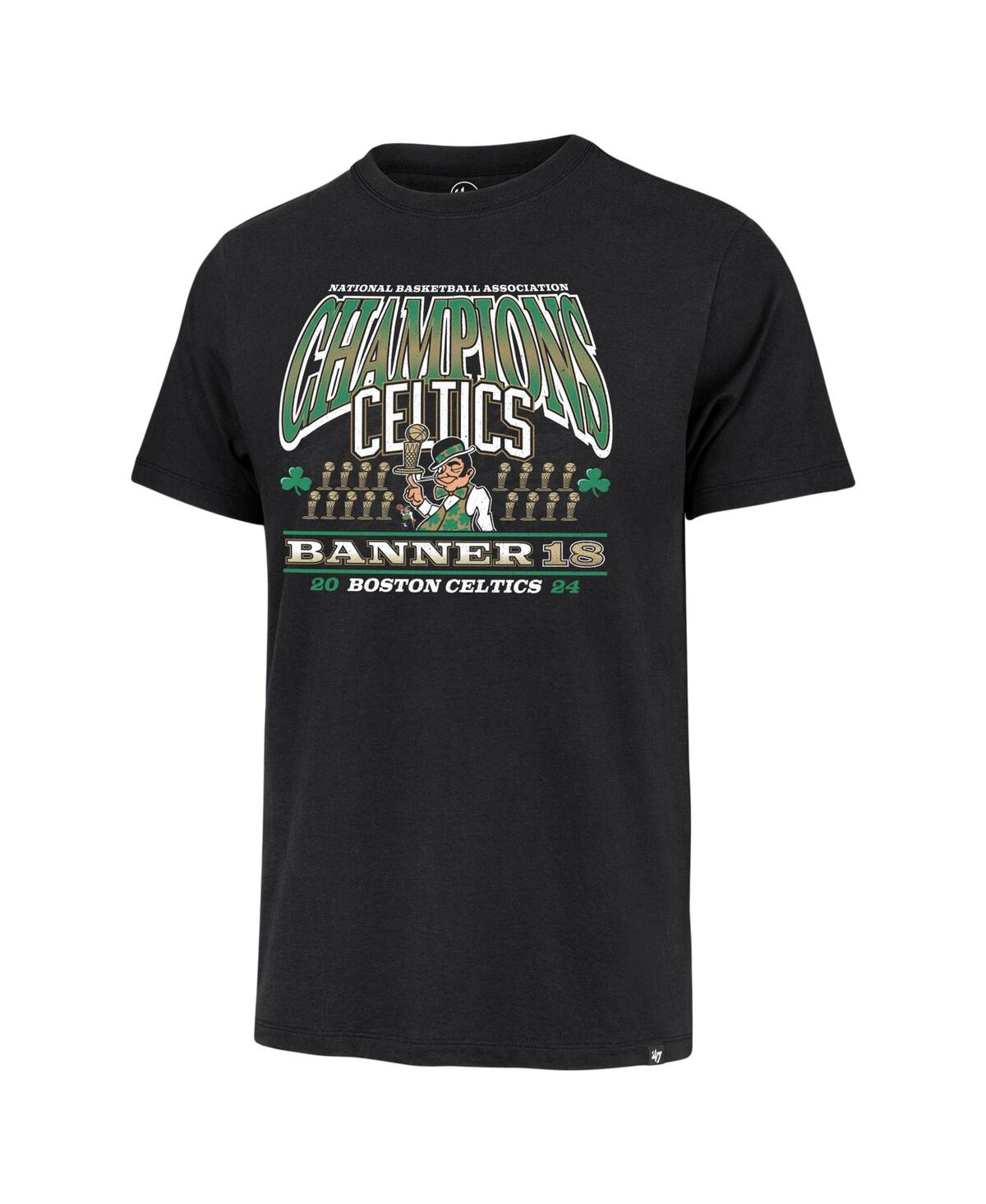 '47 Brand Men'sBoston Celtics 18-Time Nba Finals Champions Banner Franklin T-Shirt - Black
