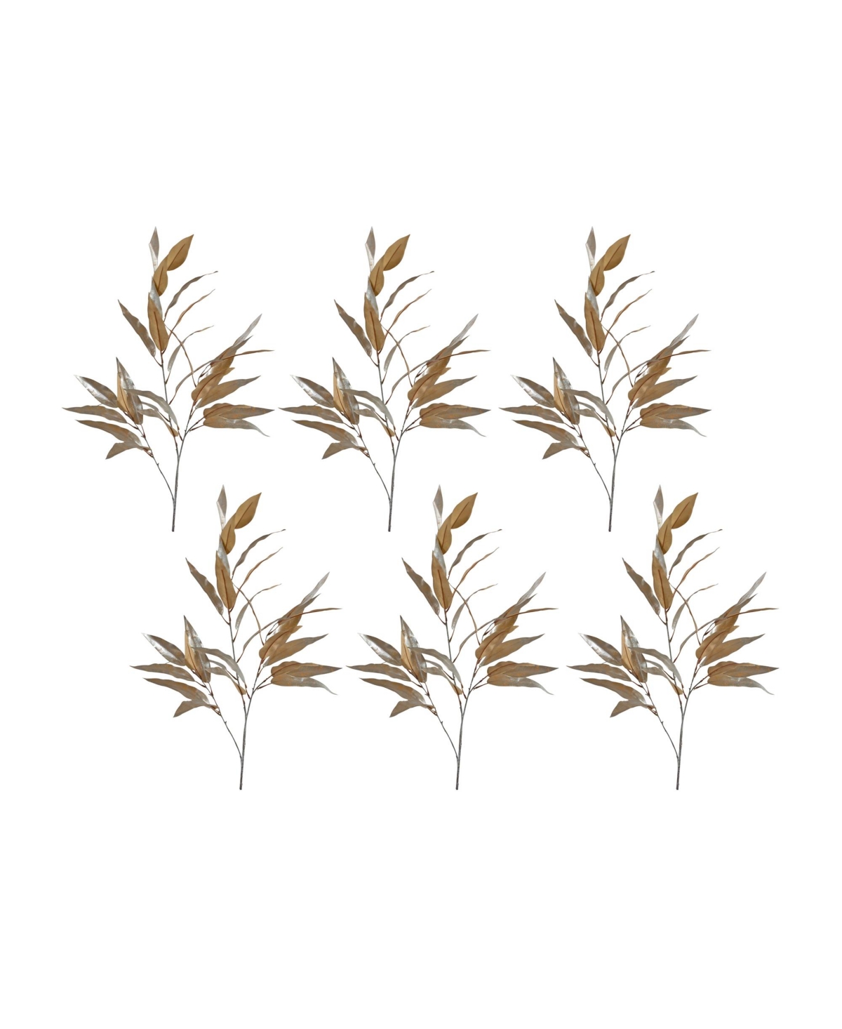 Gold Long Blade Eucalyptus Leaf Spray (Set of 6) - Gold