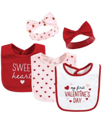 Baby Girls 5Pk Bibs and Headbands Set