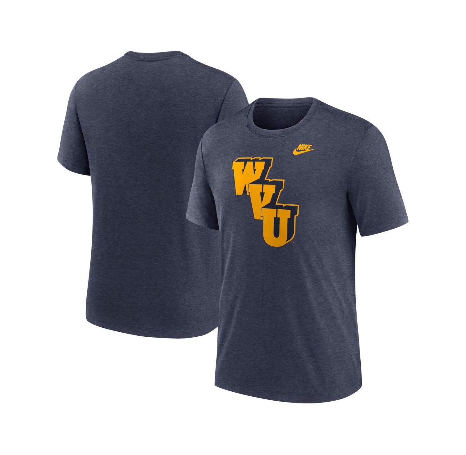 Men's Heather Navy West Virginia Mountaineers Blitz Evergreen Legacy Primary Tri-Blend T-Shirt