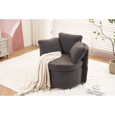 Cozy Swivel Accent Chair with Storage and Throw Pillows