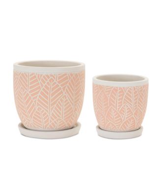 Pink Chic Pot with Saucer (Set of 2)