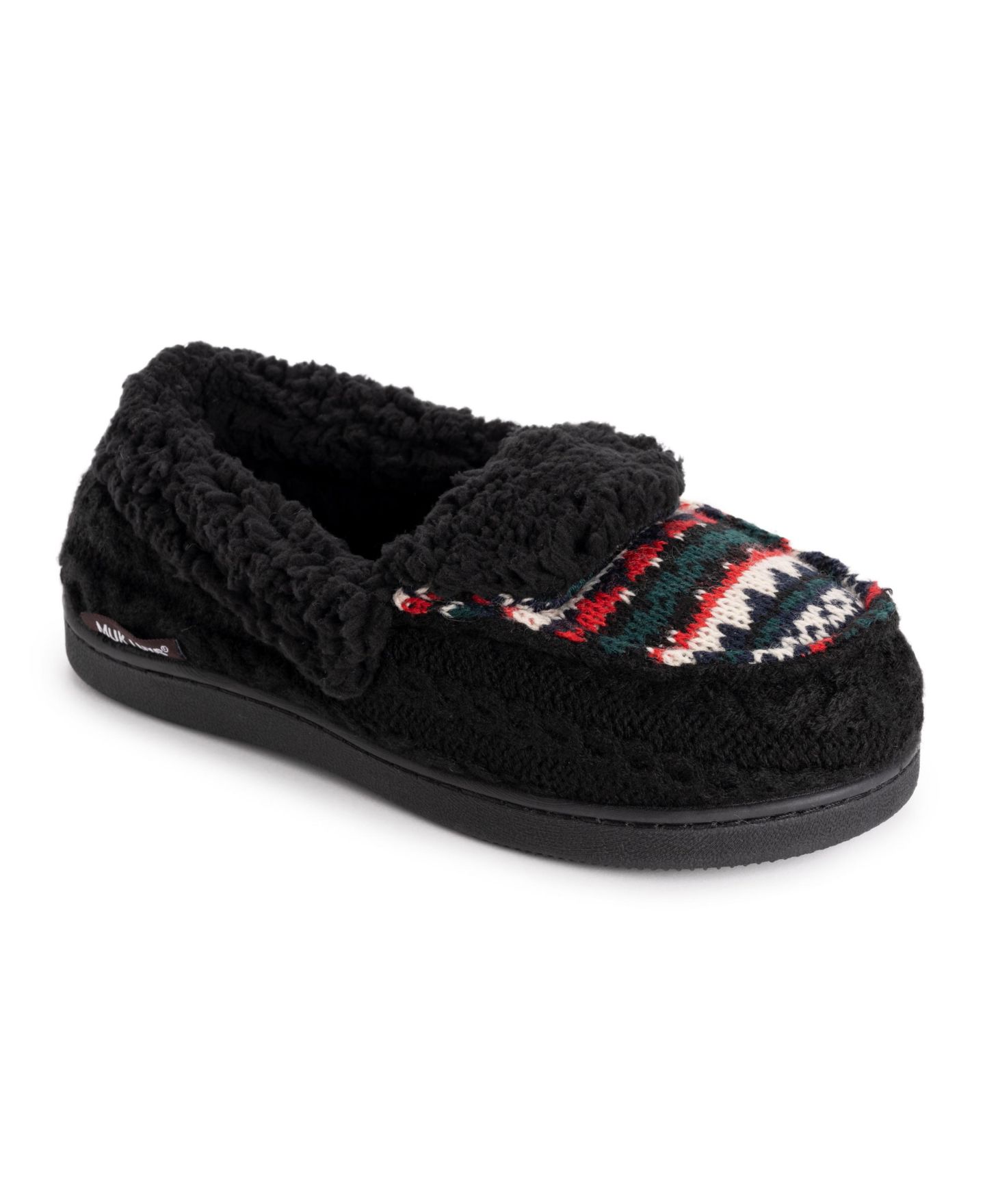 Женские тапочки MUK LUKS Anais Moccasin Slippers, цвет: Чёрный — фото 1