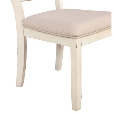 Wood Cross Back Upholstered Dining Chairs, Set Of 2