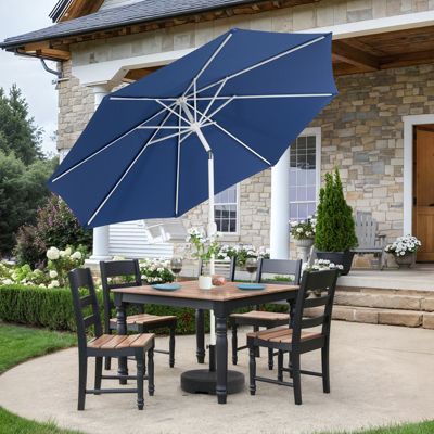 9FT Outdoor Patio Market Umbrella Aluminum Frame with Push Button Tilt Crank and 8 Steel Ribs, UV Protection Waterproof, for Garden Deck Backyard and Pool