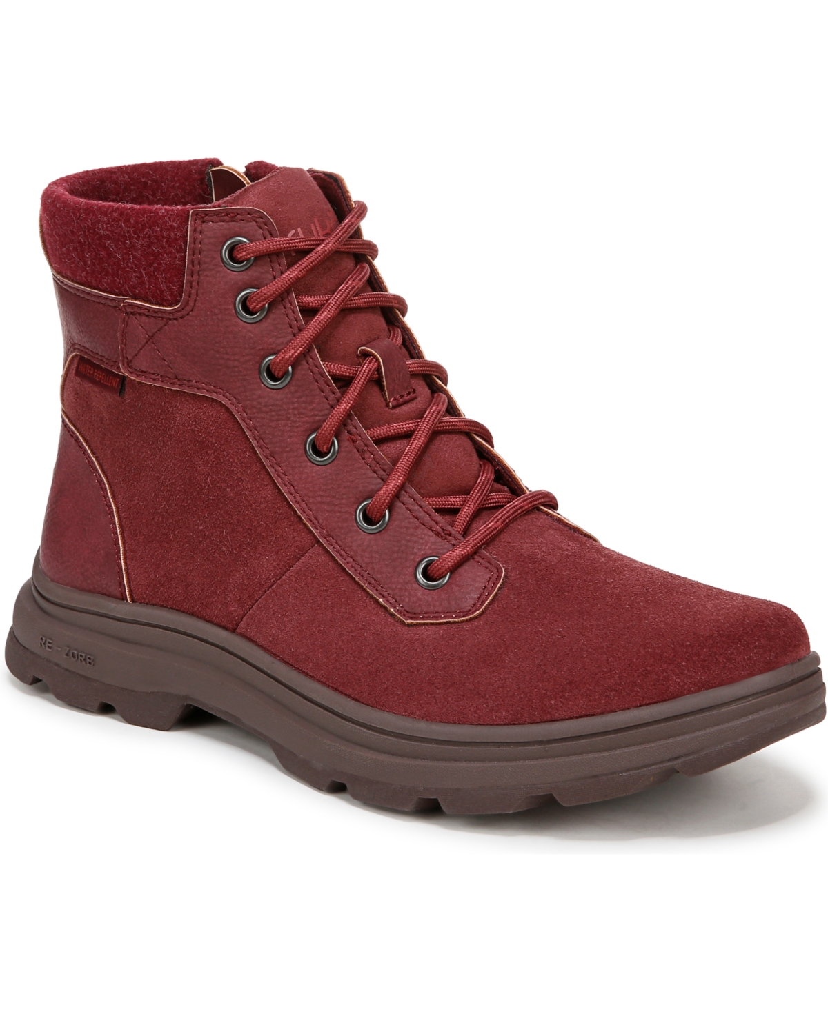 Shop Ryka Women's Brunswick Water-resistant Booties In Windsor Red Suede,faux Leather