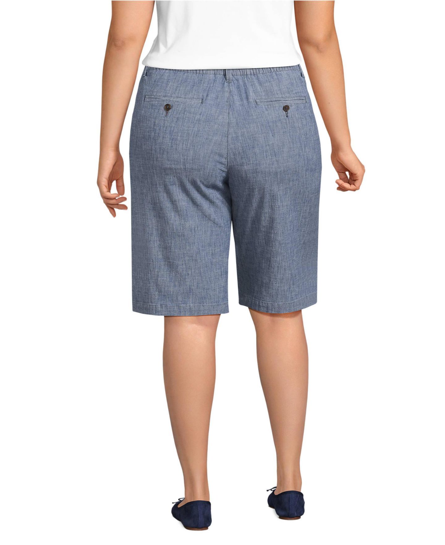 Женские шорты Lands' End Classic 12" Chambray, цвет: Небесно-голубой шамбре — фото 2