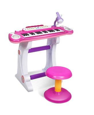 Kids Electronic 37 Key Toy Piano w/ Microphone & Stool