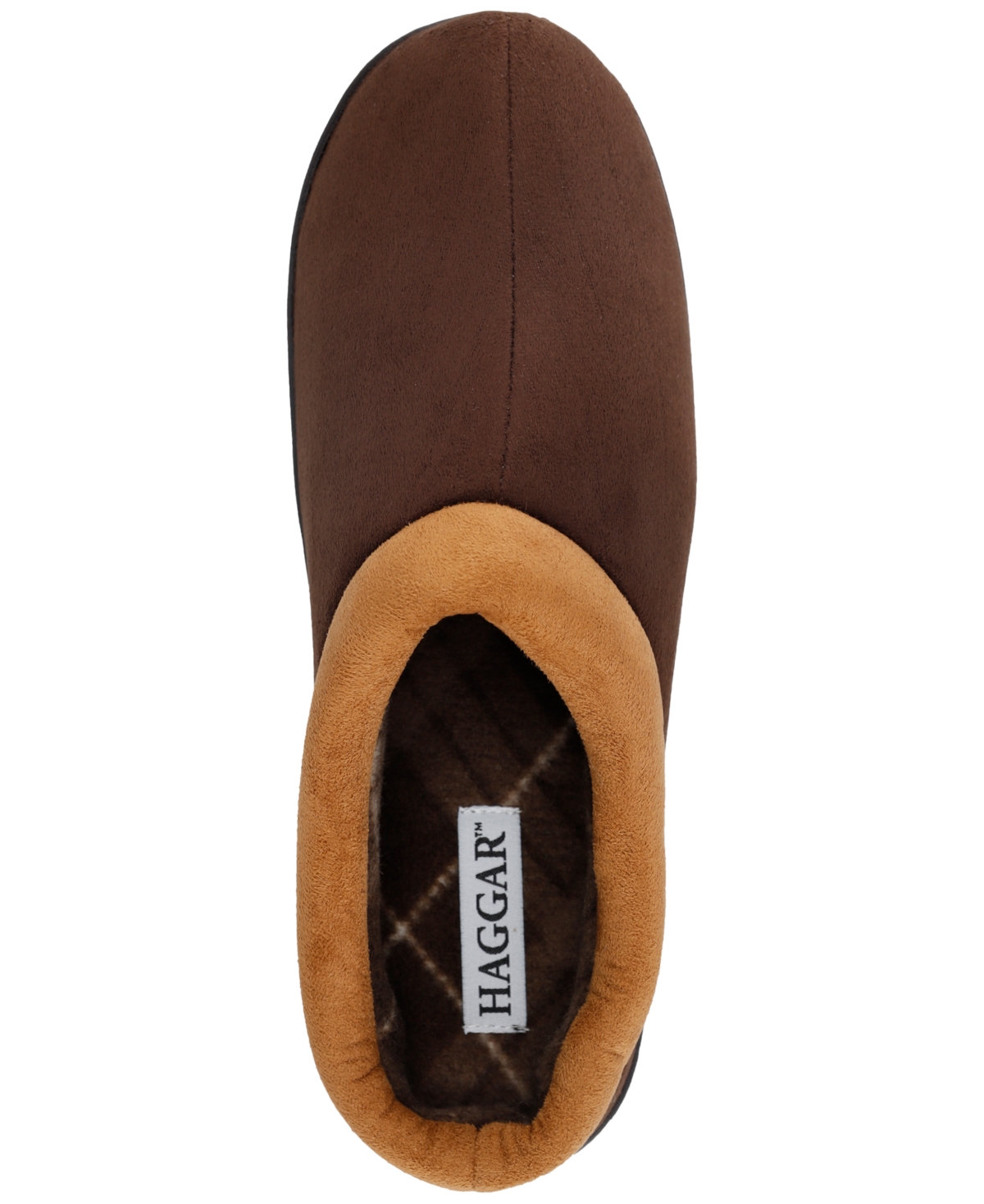 Haggar Men's Indoor/Outdoor Microsuede Clog Slipper with Plaid Fleece Lining