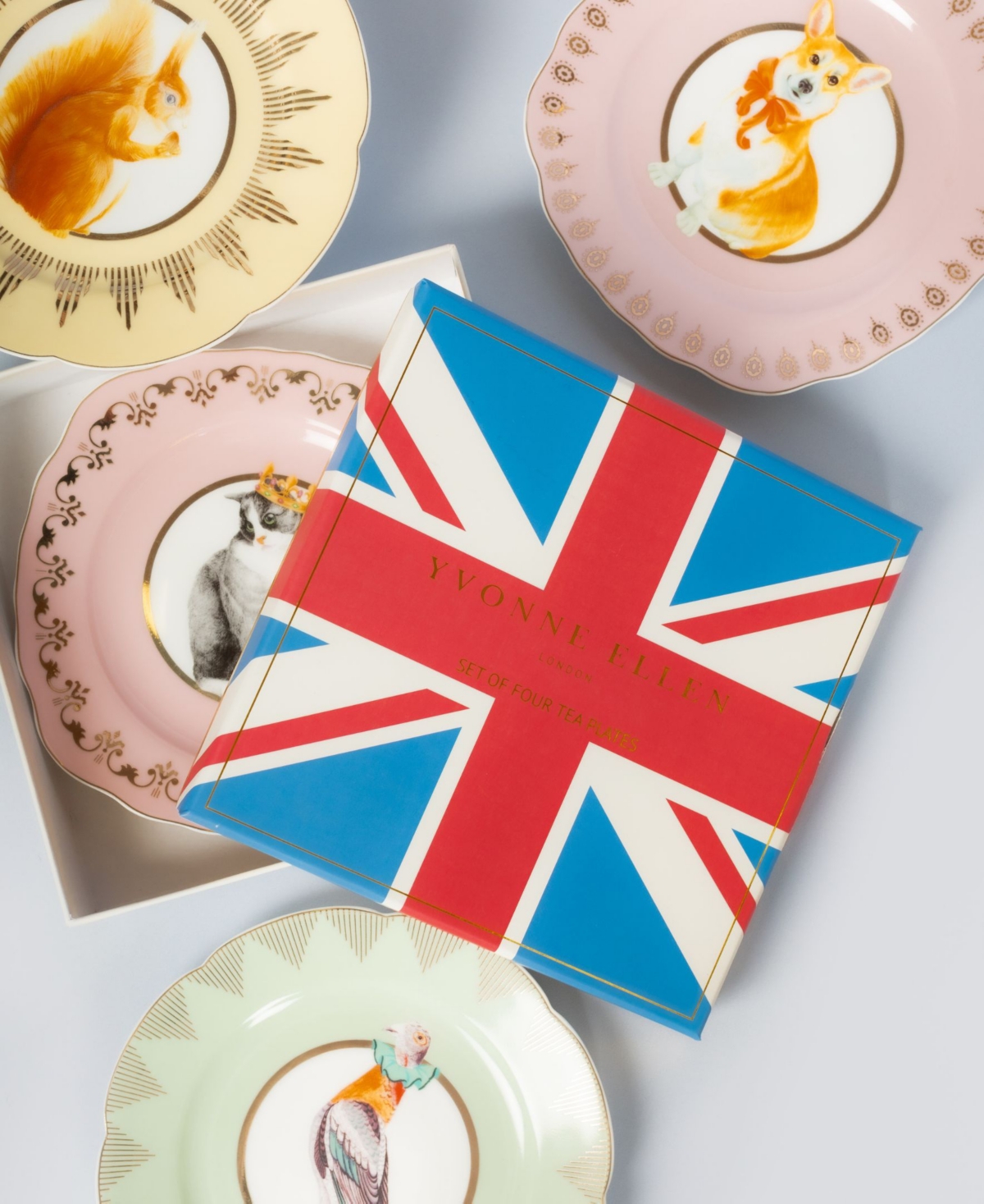 YVONNE ELLEN BEST OF BRITISH TEA PLATES, SET OF 4 