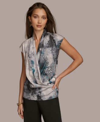 Donna Karan New York - Women's Sleeveless Faux-Wrap Blouse